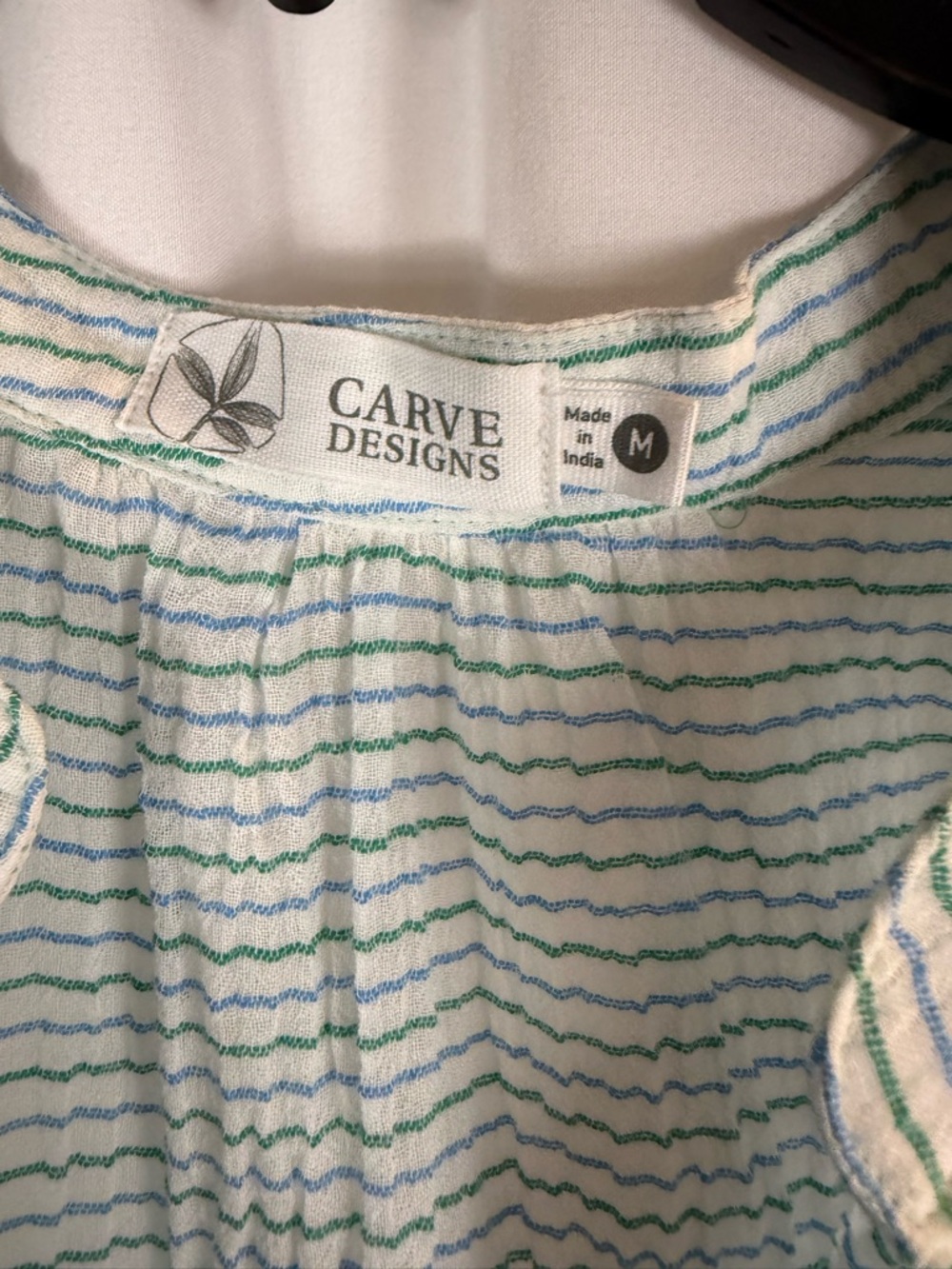 NWT Carve designs Size: M DYLAN TANK Relaxed Fit Tank color: green striped tank - Picture 7 of 15